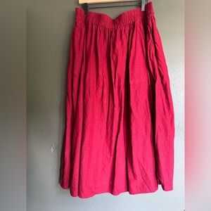 A New Day Deep Cherry Red Linen Skirt XL